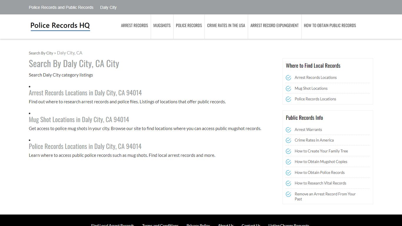 Police Records in Daly City, CA